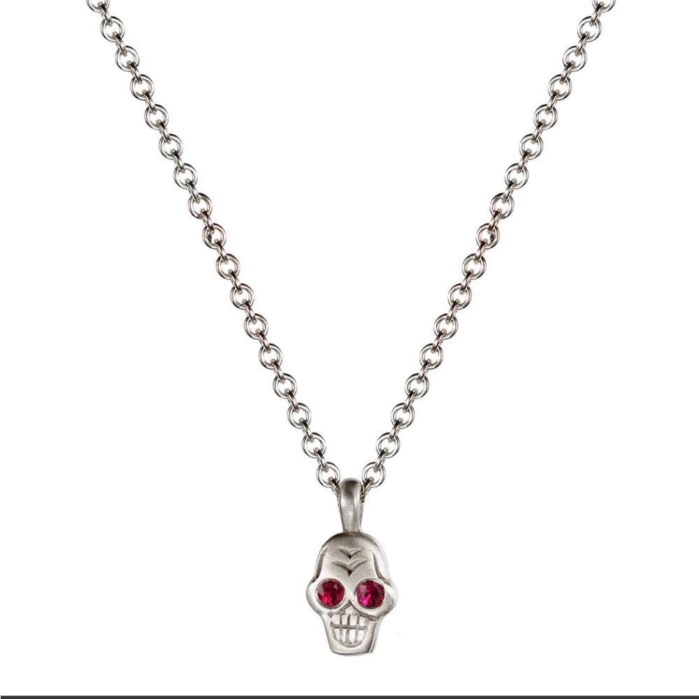 ORIGINAL Me&Ro Sterling Silver Mini Skull Pendant with Ruby Eyes - SOLD OUT